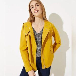 Loft Modern Rain Coat Women's L Tall Yellow Hooded Lightweight Jacket